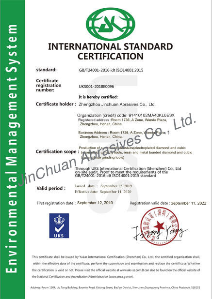 China ZHENGZHOU JINCHUAN ABRASIVES CO., LTD. zertifizierungen